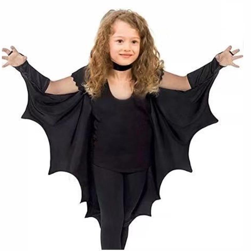 Halloween cape bat-shaped children's cape onesie Catwoman black cape with eye mask set