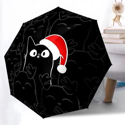 1pc Cat Christmas Automatic Open/close Folding Umbrella, Compact Portable Travel Umbrella  Yy251230163