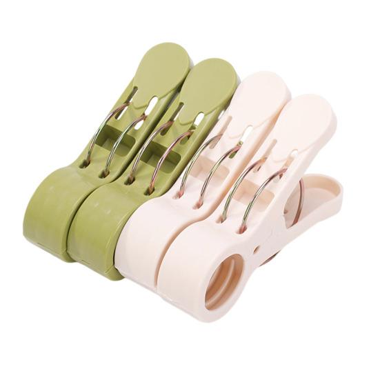 Yousheng 4Pcs Beach Towel Clips Multipurpose Laundry Pins with Anti-Slip Spring Mechanism Portable Heavy Duty Clothes Drying Clips