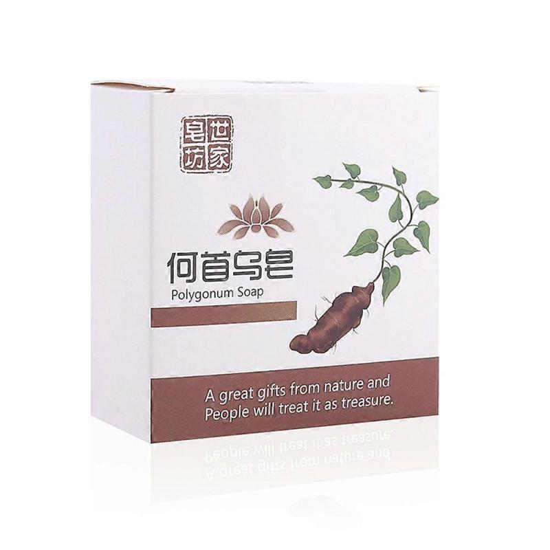 Cover Grey Bar Shampoo Soap Natural Polygonum Essence Hair Darkening Shampoo