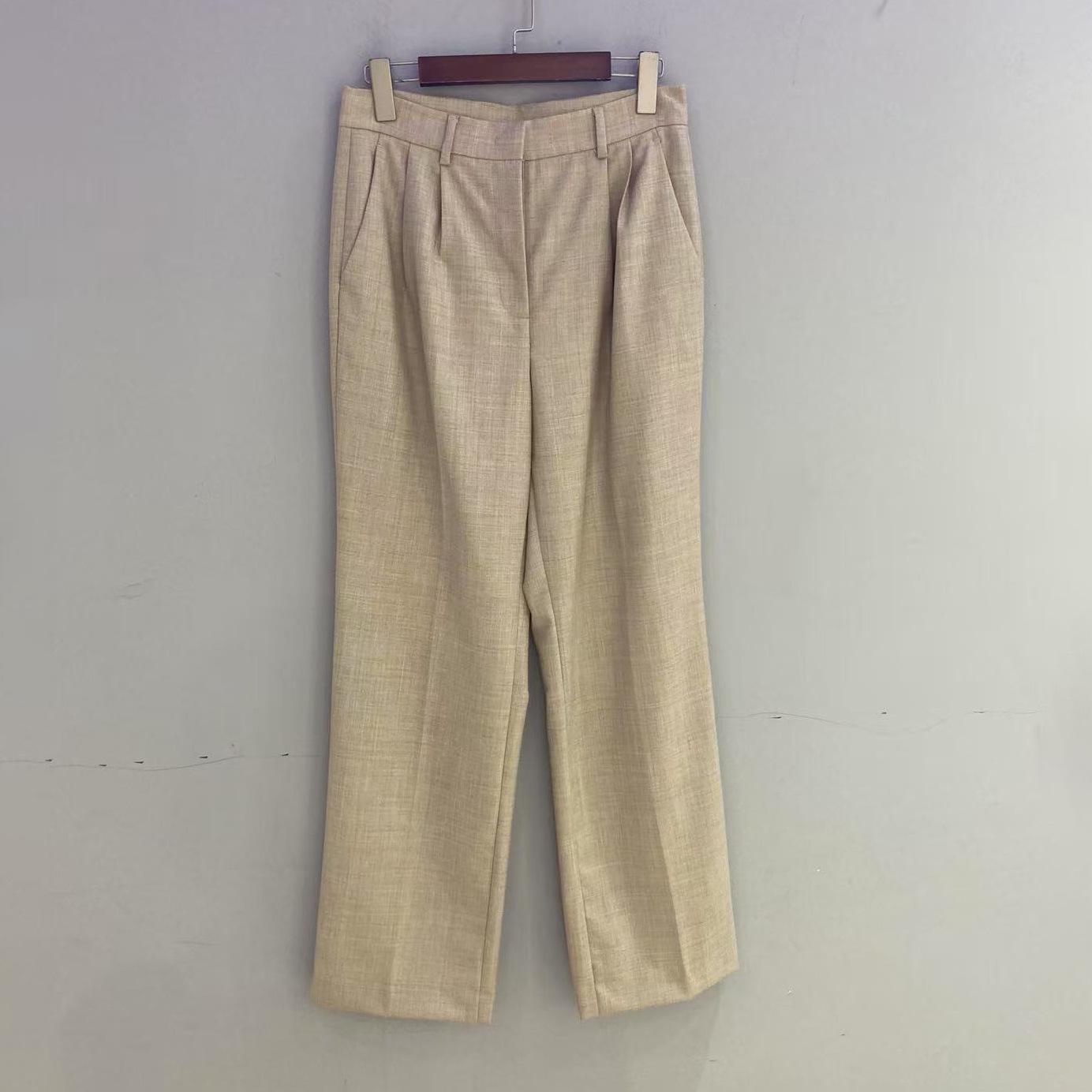 

Женские зауженные брюки от костюма из шерсти и шелка премиум-класса - Осенняя новая коллекция 8 бежевый