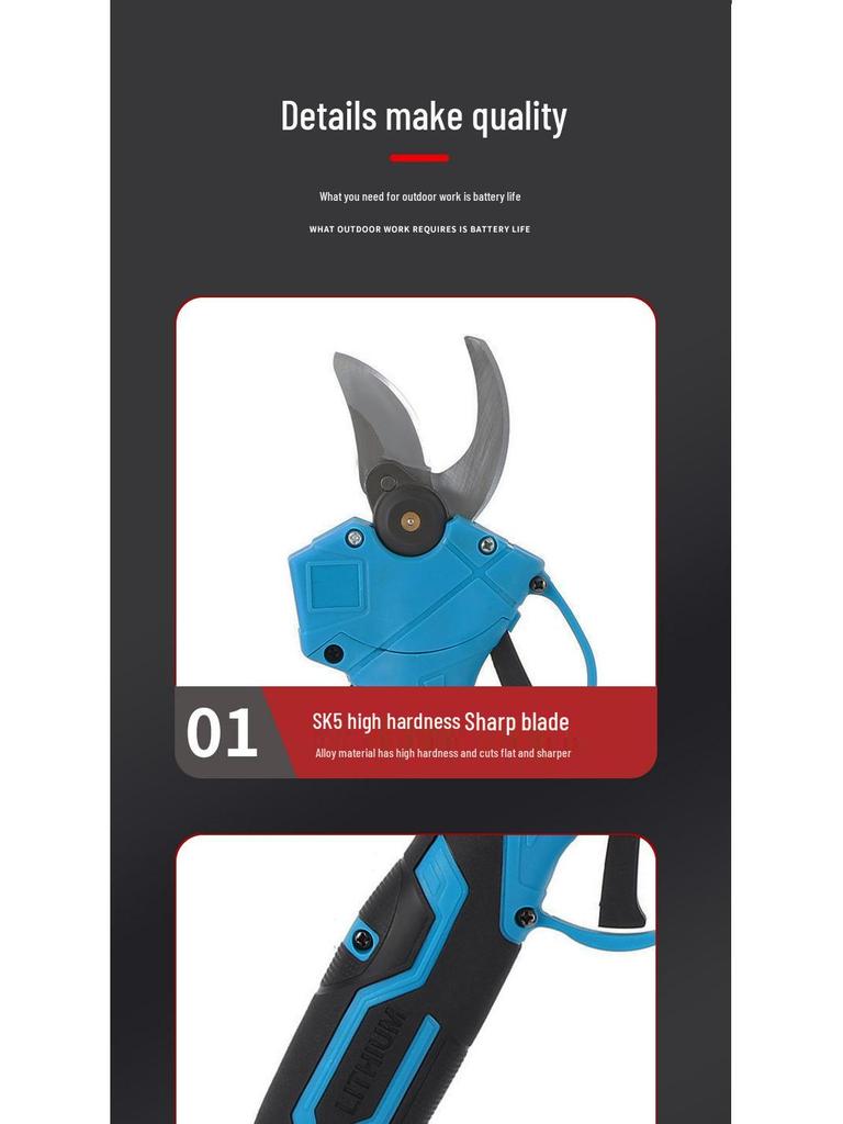 New Rechargeable Cordless Pruning Shears: Handheld Electric Scissors with Lithium Battery for Thick Branches
