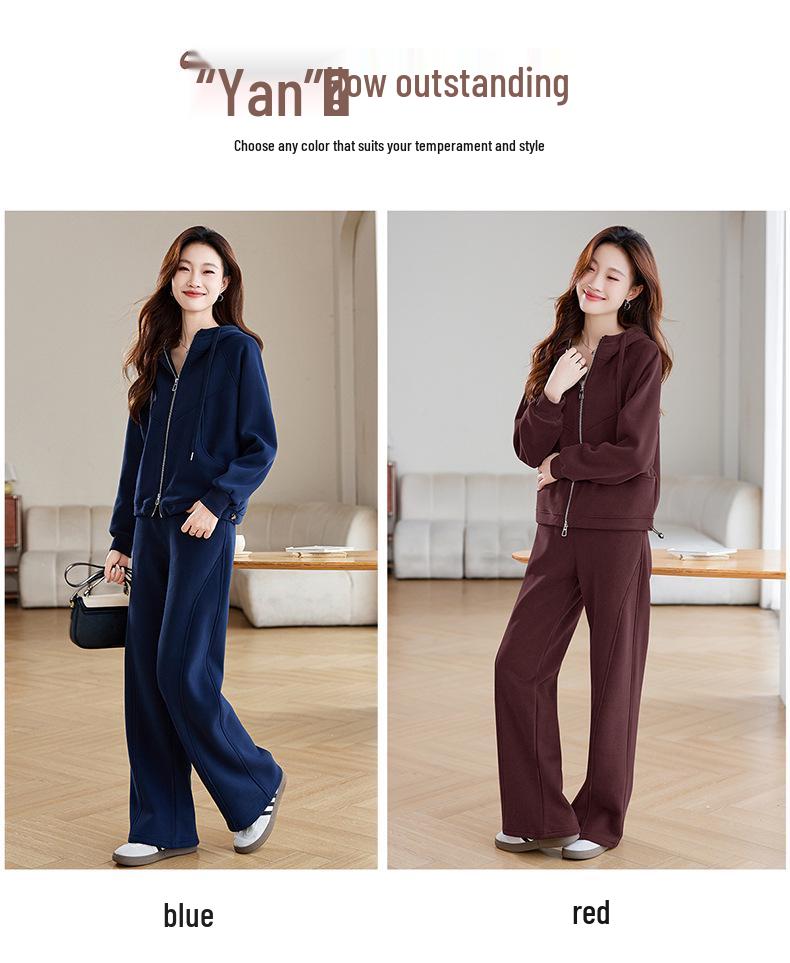Damen Fleecegefüttertes Schlankheits-Sportswear Zweiteiler, Herbst/Winter 2024 Mode, Verjüngend, Lässig und Locker.