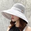Women's Summer UV-Protection Wide Brim Bucket Hat with Face Covering - Korean Style