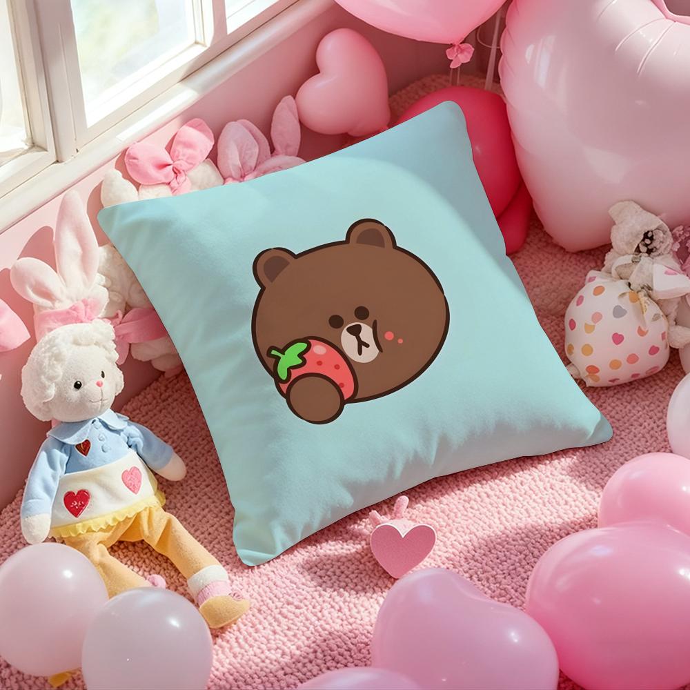 LINE FRIENDS brown bear and cony Cushion Cover Pattern Printed Pillowcase for Living Room Sofa Cushion Cover & Bedroom Decor