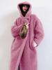 New Women's Winter Faux Fur Coat Long Lapel Hooded Plush Teddy Jacket Female Fluffy Thick Warm Plus Size Overcoat Outerwears