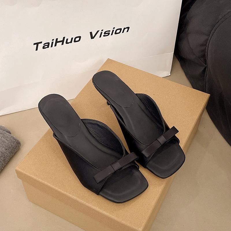 

Нишевый бант черные туфли на высоком каблуке женские туфли-стилеты на высоком каблуке шлепанцы сандалии с открытым носком сандалии на высоком каблуке женские летние 40 чёрный