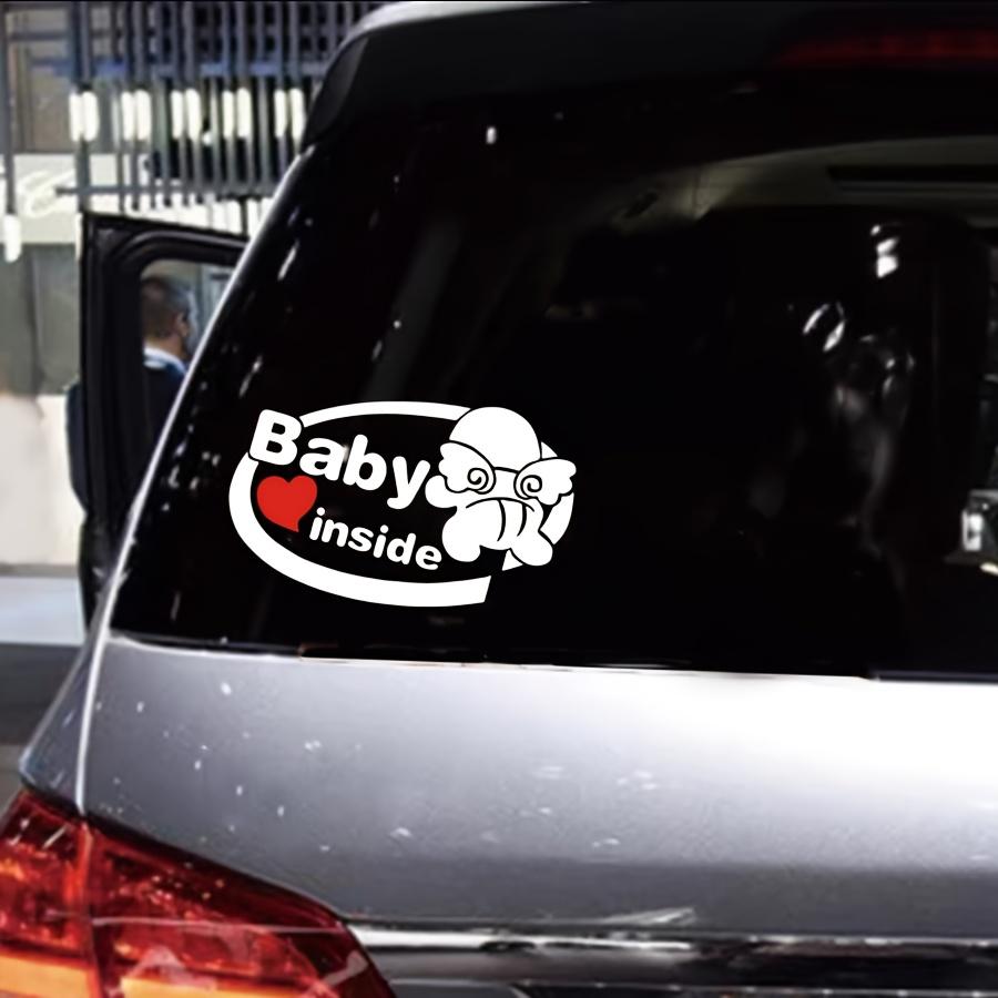 ملصقات تحذيرية للسيارة، الطفل من الداخل، ملصقات سيارة عاكسة للضوء، ملصقات خلفية للسيارة ملائكية للأطفال، ملصقات تحذيرية للسلامة