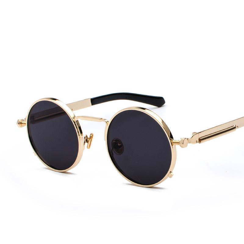 Style Round Sunglasses Punk Metal Frame Personalized For Driving Outdoor Eyewear Car Accessories Men Women Sun Glasses