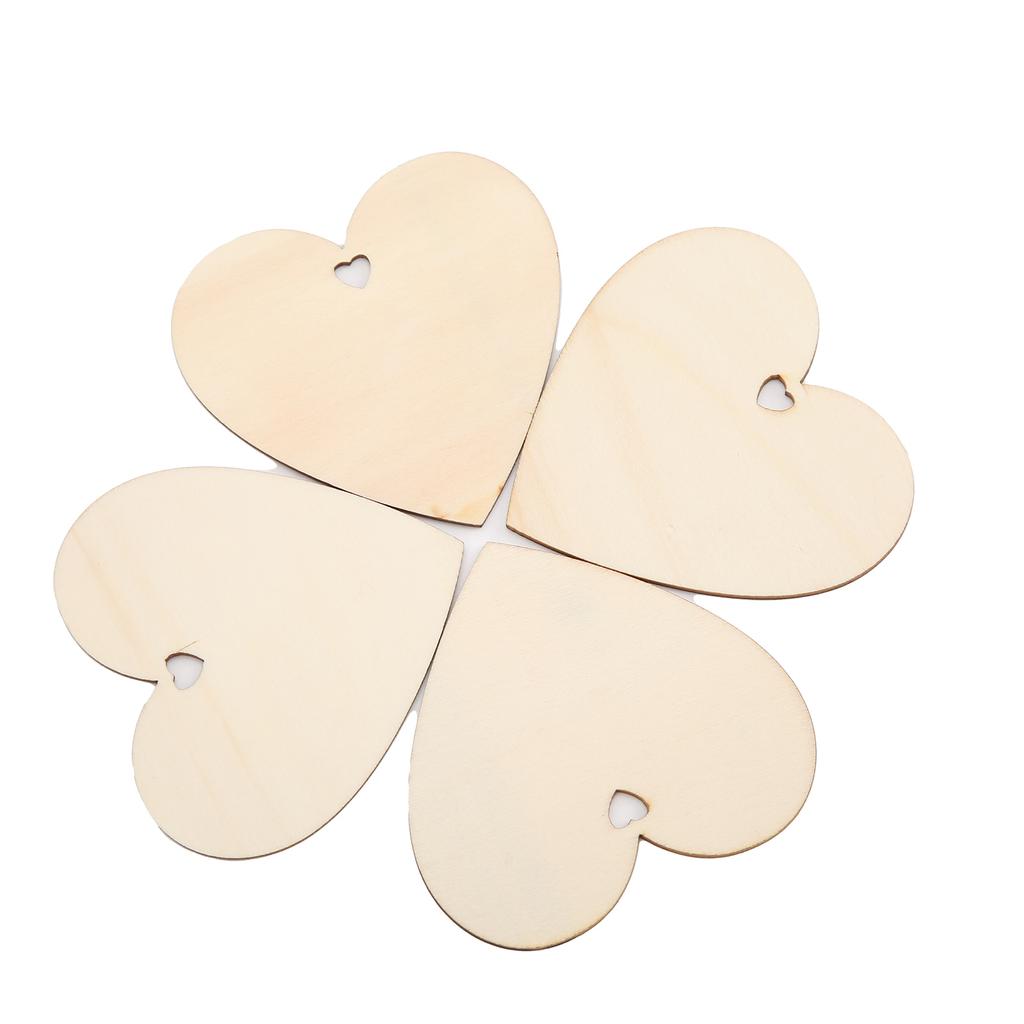 30pcs Heart Ornament Wooden Romantic Decorative Sign with Rope Gift Tag for DIY Enthusiast