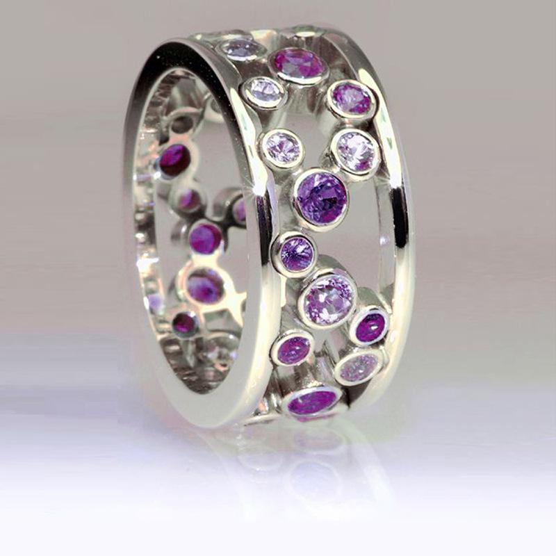 Cao Shi Elegant Zirconia Inlaid Hollow Women's Ring - European & American Style