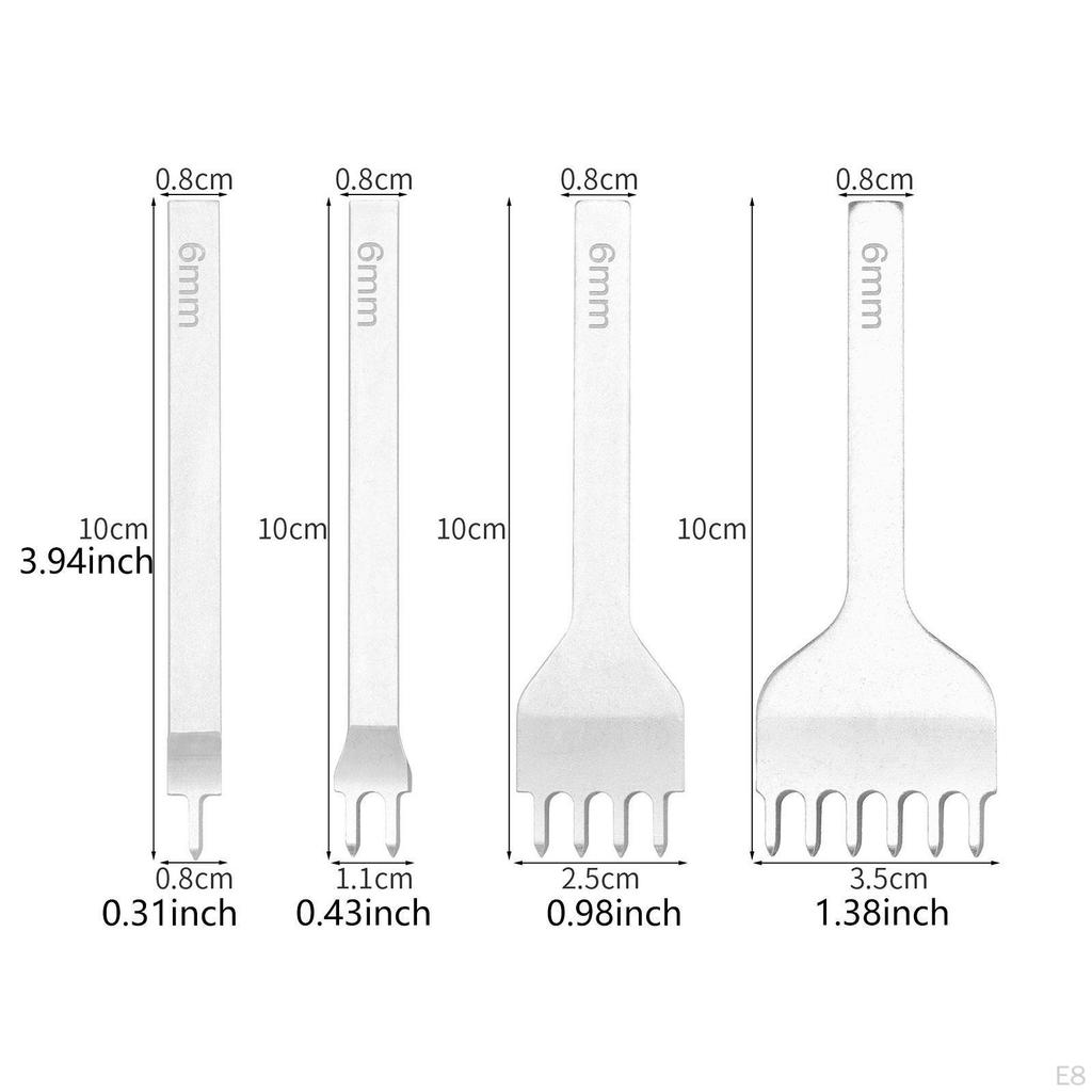 4 Pack DIY Leather Hole Punch Tools for Crafting Belts