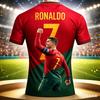 Ținută de Vară la Modă Ronaldo cu Imprimeu 3D pentru Copii Tricou cu Tricou de Fotbal Uscare Rapidă Confortabil Potrivit pentru Purtare Zilnică