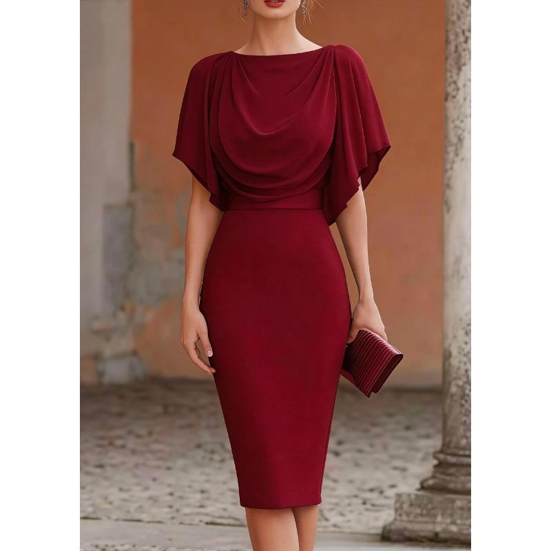 BFCCQB Women's Fashion Summer Spring 1/2 Sleeves Solid Color Print Casual Dresses