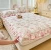 Skin-friendly Bedspread Simple Style Bed Cover Pure Cotton Mattress Protector Elastic Bed Linen cubre colchón (No Pillowcase)