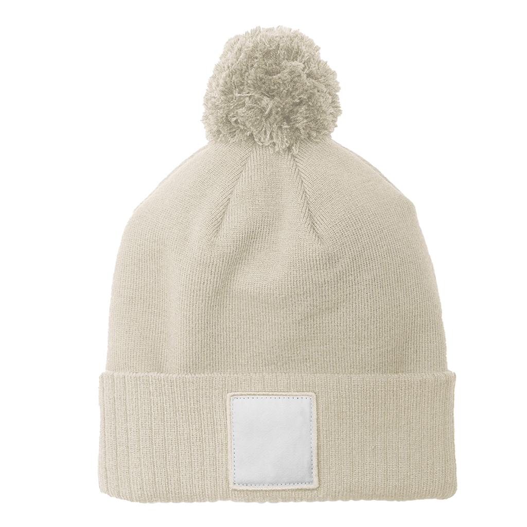 Pom Pom Appliqué Patch Beanie