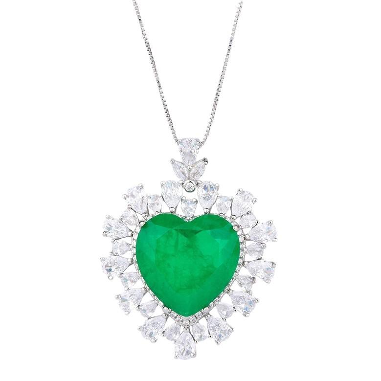 Cross Border Love Inlay Simulation Paraiba Pendant Emerald Necklace Jewelry