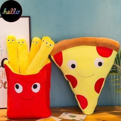 Almofada de Sofá com Design de Desenho Animado Simulação Pizza Batatas Fritas Cus em Brinquedo Infantil Presente de Aniversário