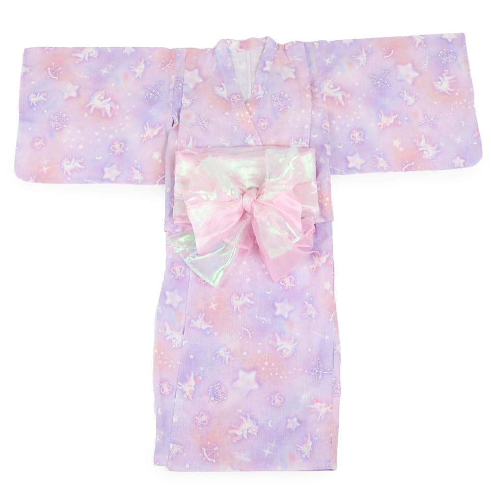 Mother Garden 2025 Model Separate Set with Dress Kids' Yukata, 120cm, Girls' 4-Piece Obi, 2-Way