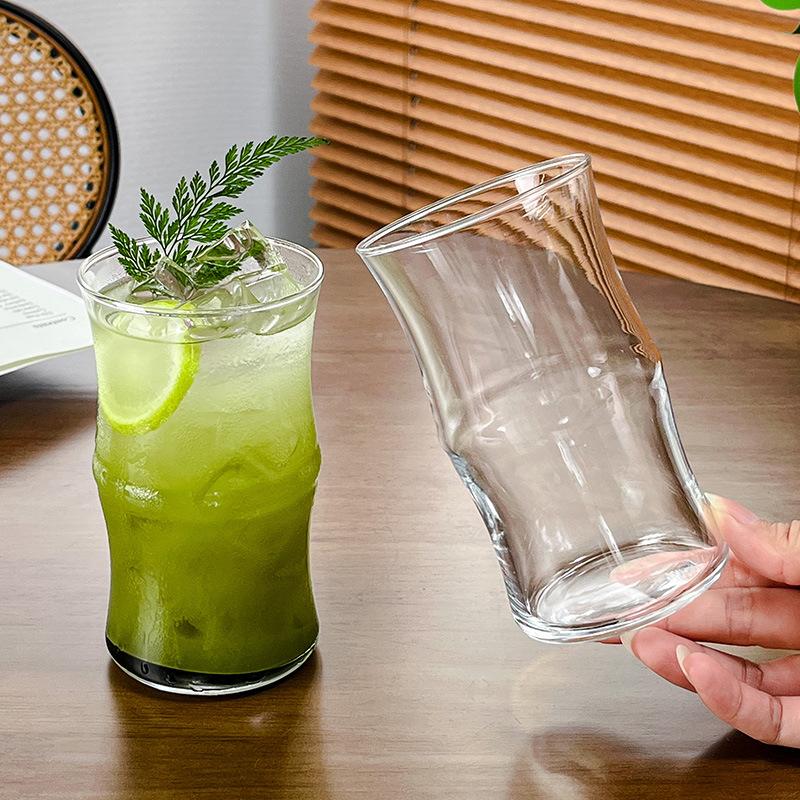 High-Value Single-Layer Cup, Simple Household Bamboo Cup, High Borosilicate Glass Beverage Cup, High Temperature Resistant Thickened Glass