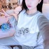 Home Wear Set 2Pcs/Set O-Neck Long Sleeves Pockets Elastic Waistband Loose Fit Flannel Pajamas Lounge Sleepwear Women Winter Heart Print Patchwork