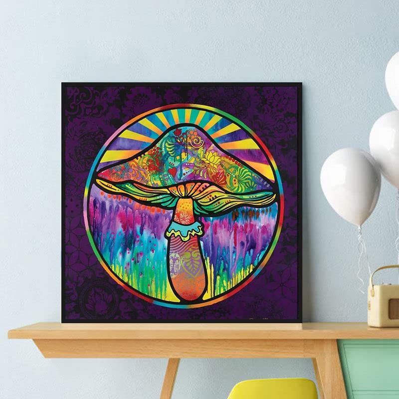 

5D Diy Алмазная картина Красочные грибы Алмазная вышивка Полный набор аниме Наборы для вышивки крестом Домашний декор Подарок ручной работы Round 30x30cm