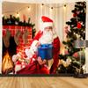 Merry Christmas Santa Claus Fireplace Print Pattern Tapestry Home Living Room Bedroom Decoration Background Cloth Tapestry