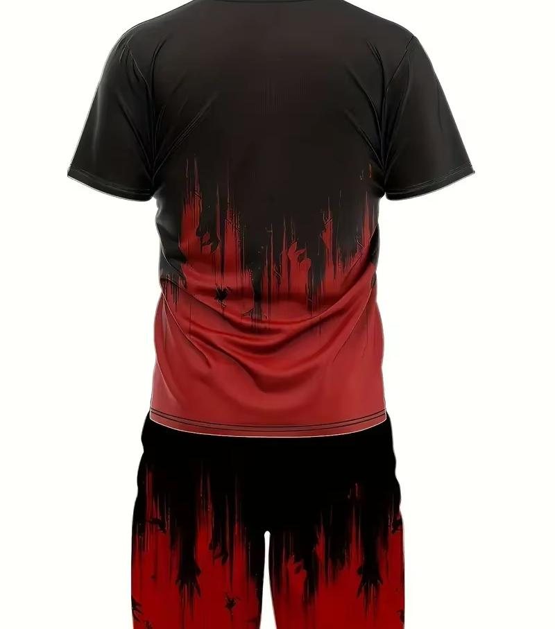 

Летний мужской комплект из 2 предметов с принтом букв, мужской комплект с 3D-градиентом, футболка, шорты, повседневная мужская одежда, футболки больших размеров, топы, размер XXS-6XL 6XL