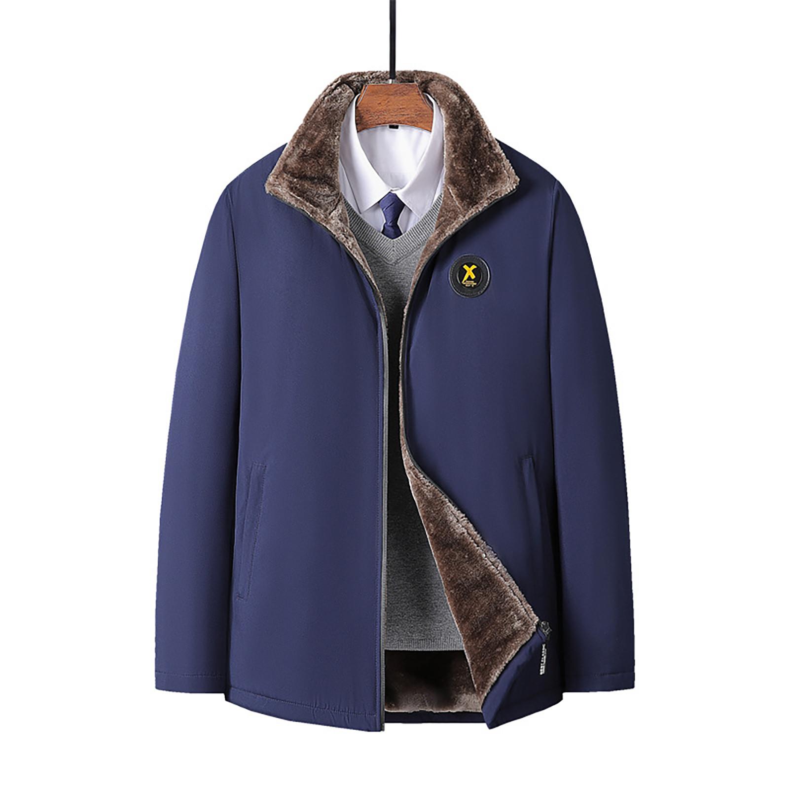 

Мужская осенне-зимняя теплая хлопковая стеганая куртка на молнии с большой плюшевой утолщенной теплой курткой XXXXXL синий