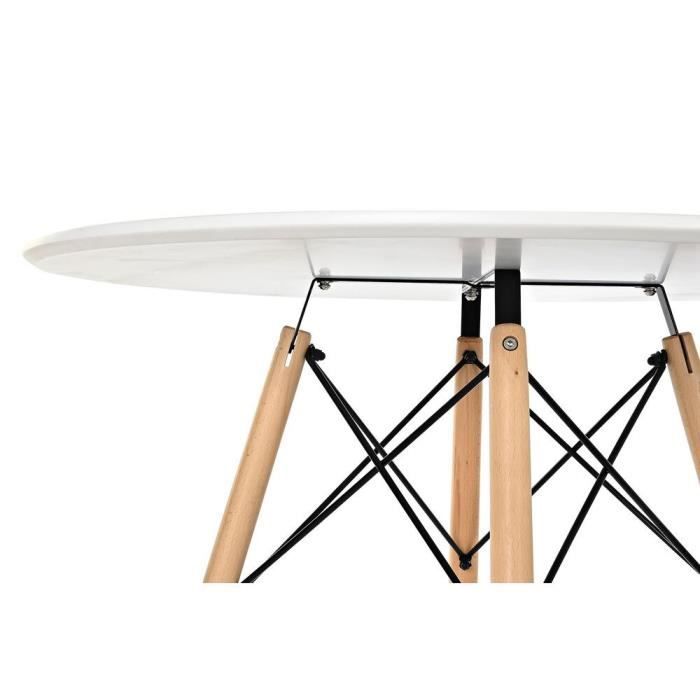 Table de salle à manger - Marque - Modèle - Naturel Noir Aluminium Blanc Bouleau Bois MDF