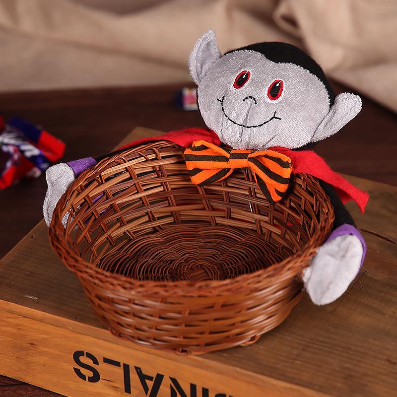 Halloween Storage Woven Basket Creative Halloween Decoration Perfect for Children's Parties Kindergartens Pumpkin Candy Buffets