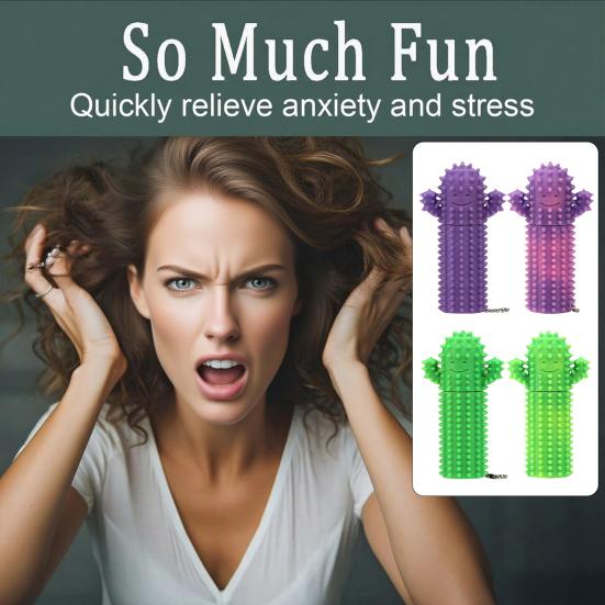Stress Relief Spiky Cactus Fidget Toy Textured PLA Smiling Cactus Toy Portable Travel Cactus Pain Stimming Tool Sensory Toy