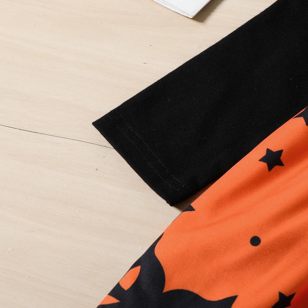 2024 Autumn Little Girl Long Sleeve Pumpkin Ghost Face Print Halloween Dress