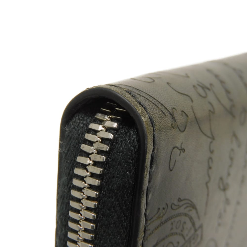 Used Wapa Money Purse 11828 7943 New Logo Scritto Leather Zip Around Nero Current Calligraphy Nero Grigio Men's from