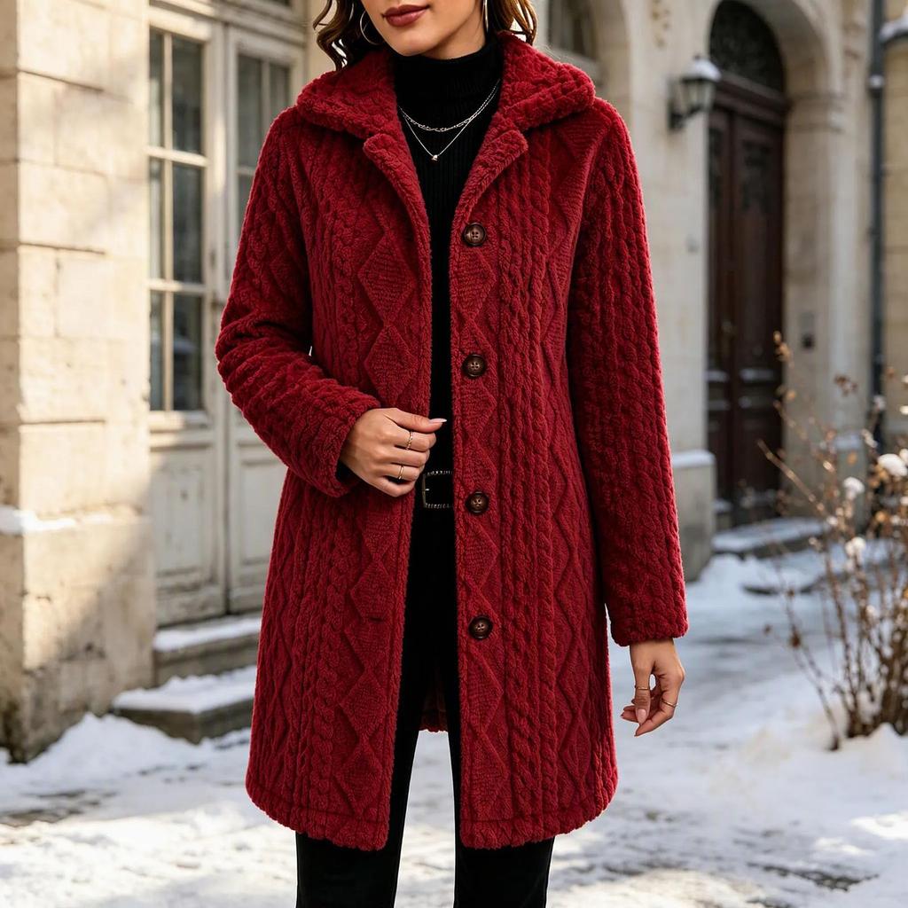 Women's Casual Stylish Plush Button Coat Jacket Outerwear for Fall and Winter Wear