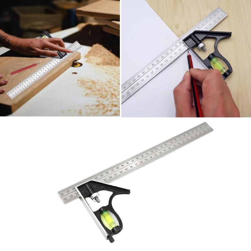 Régua Nível de Ângulo Ajustável de Aço Inoxidável Ferramenta de Medição Para Projetos de Precisão 300mm