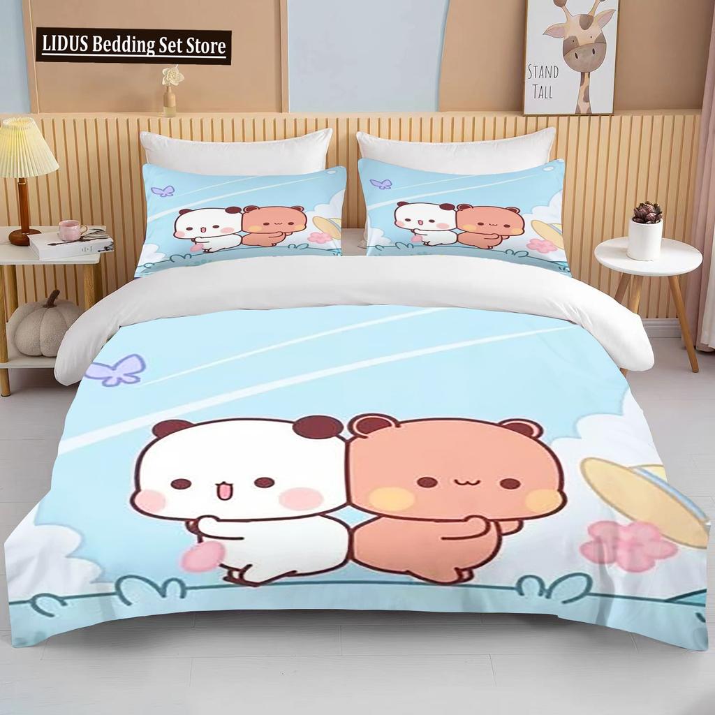 Bubu Dudu Cartoon Cute Bear Kawaii Christmas Gift King Twin Double Boys Bedding Set Microfiber Or Polyester Duvet Cover Set