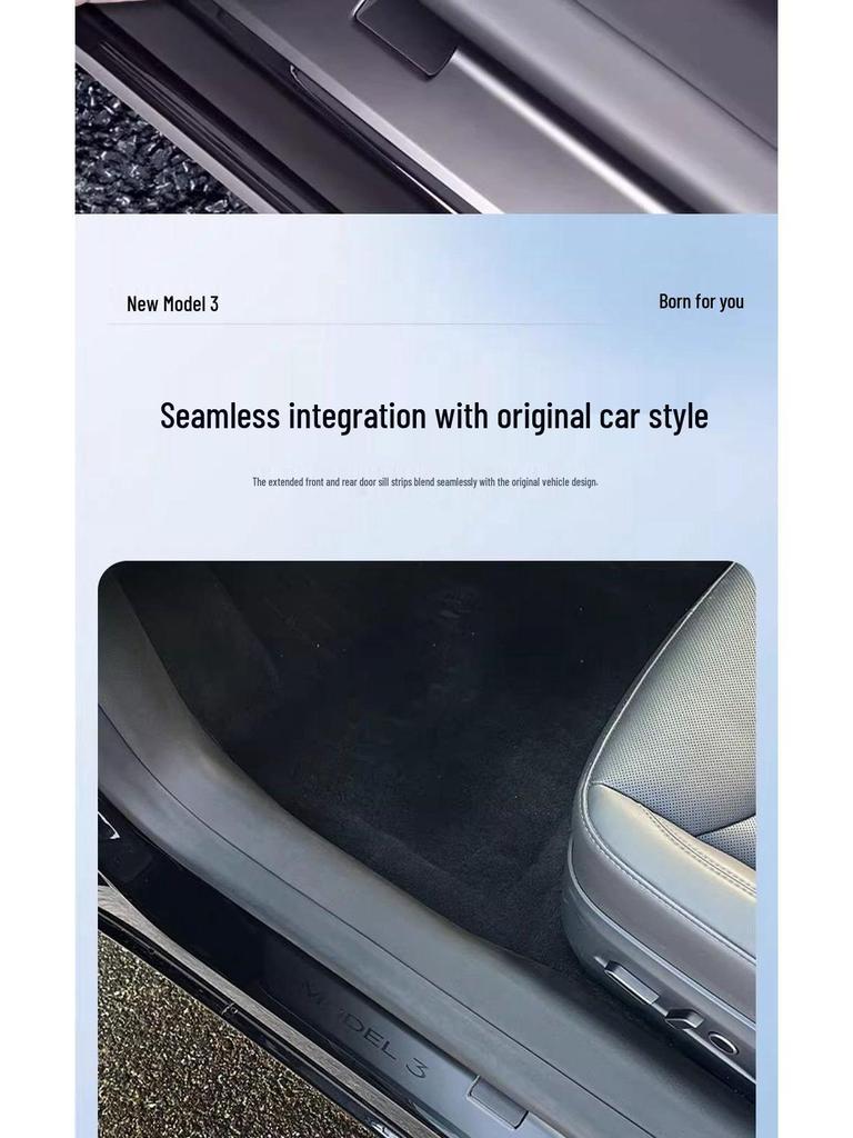 Tesla Model Y/3 Door Sill Strips & Seat Corner Protectors with Front/Rear Anti-Kick Mats