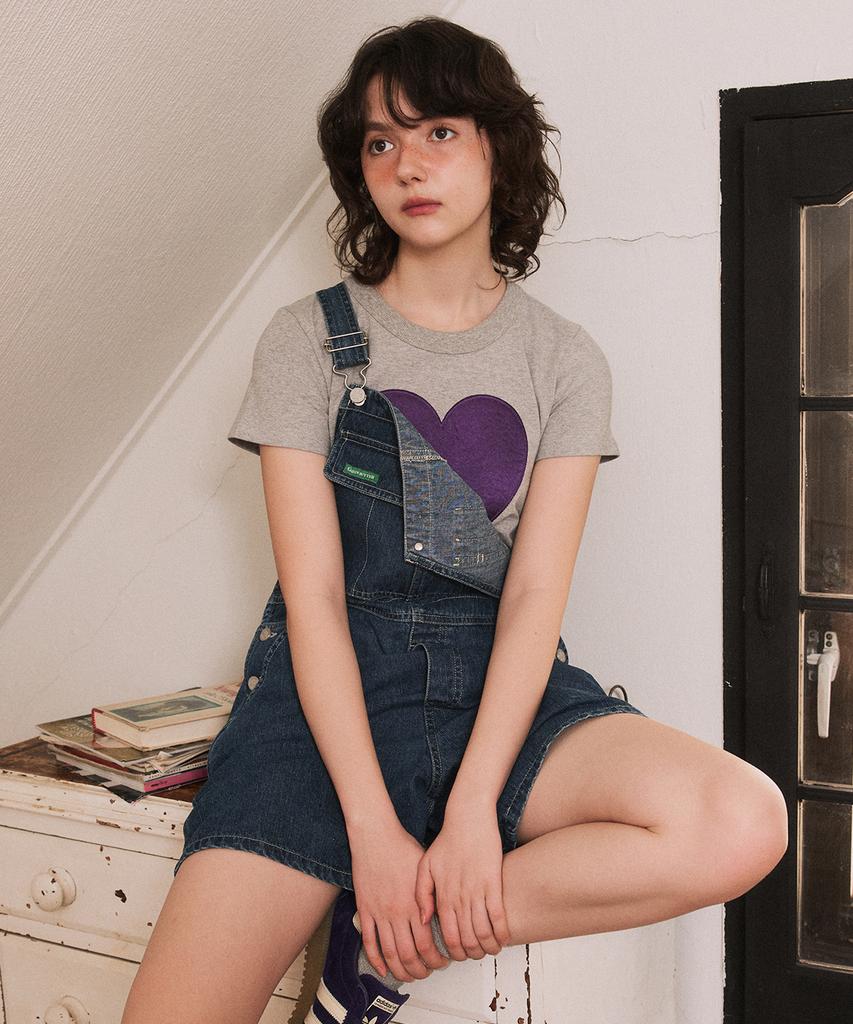 GREENBUTTER Heart Applique Tee (Melange)