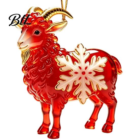 Festive Party Supplies Goat Christmas Car Hanging Ornament, 2D Acrylic Pendant with Holiday Decor String, Cute Animal for Rearview Mirror, Gift