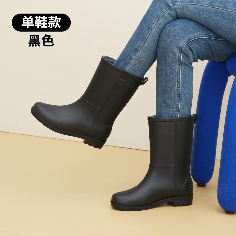 

Water shoes fashion rain shoes women s medium tube women s children adult velvet rain boots non-slip half tube water boots women s rubber shoes 36