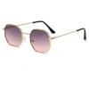 Fashion Double Bridges Polygon Sunglasses Women Men Outdoor Driving Shades UV400 Gradient Lens Metal Small Sun Glasses Unisex