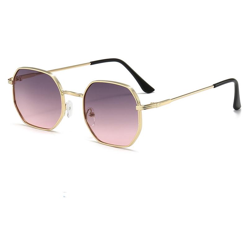 Fashion Double Bridges Polygon Sunglasses Women Men Outdoor Driving Shades UV400 Gradient Lens Metal Small Sun Glasses Unisex