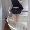 Gray Low Waist A-Line Pleated Midi Skirt for Women, Korean Style 2025 Summer Fashion, Versatile and Slimming Mini Skirt.