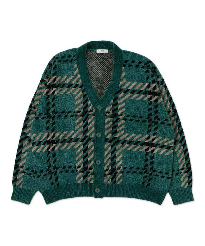 WEGO Velvet Mohair Pattern Long Korean Perfect for and Size Green Men's Cardigan, Sleeve, Casual, Check, Spring, Autumn, Winter, M, Check, Gift.