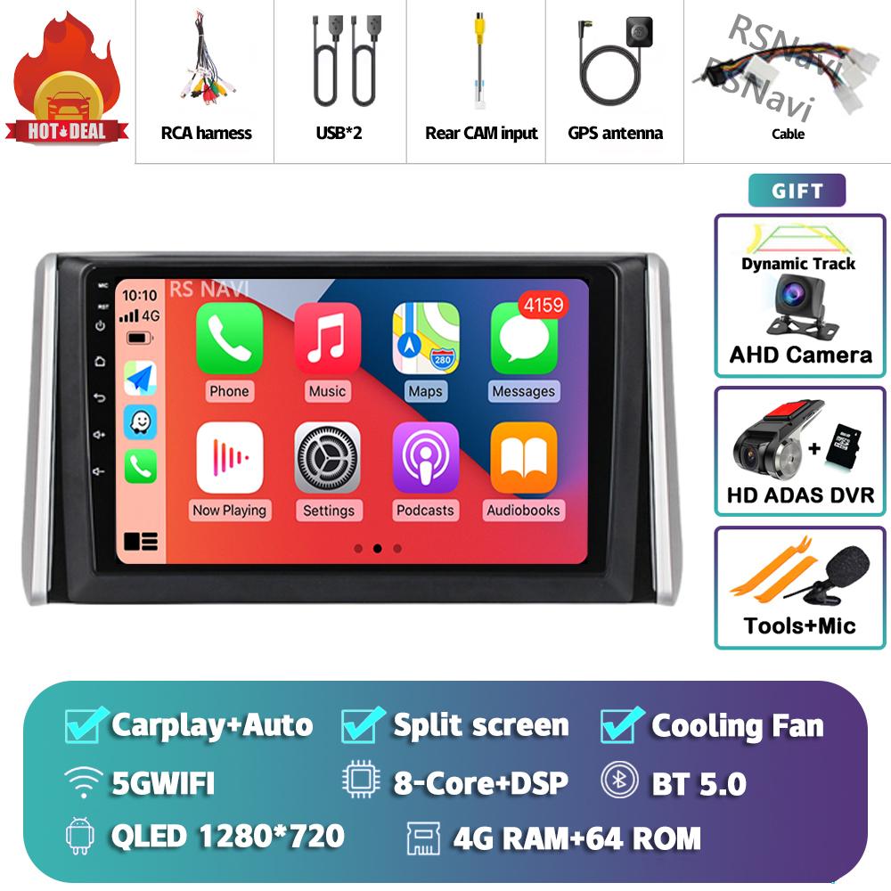 Android 14 Carplay Car Radio For Toyota RAV4 XA50 2018 - 2020 Multimedia Video Player Navigation GPS Stereo 2Din DVD 360 Camera