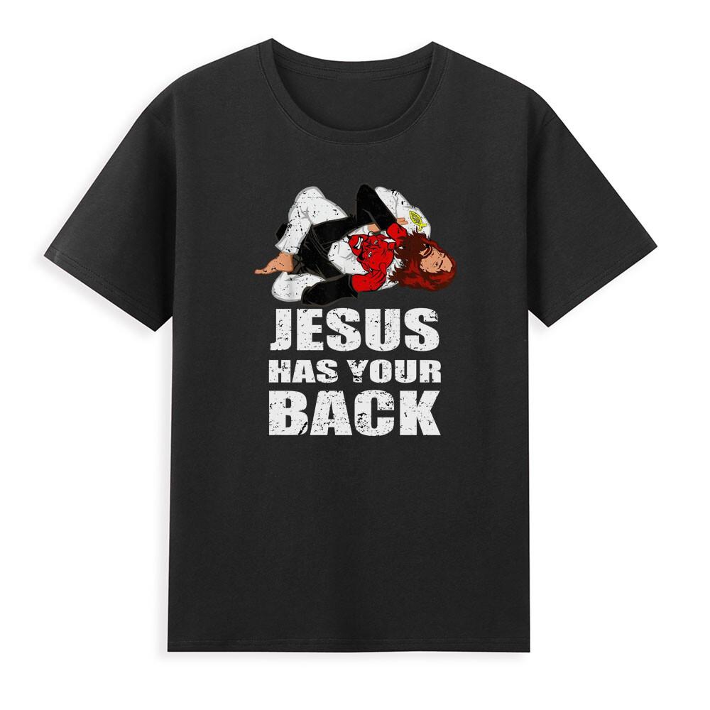 Brazilian Jiu Jitsu Funny Christian Jesus Has Your Back Vintage Unisexs Tshirt S