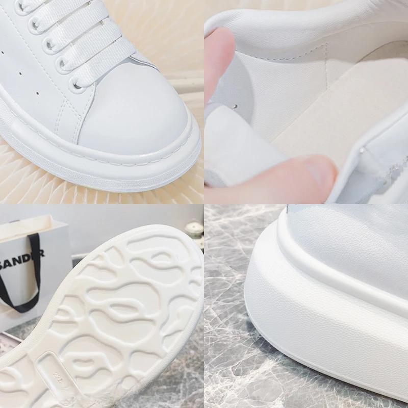 Women's Shoes 2025 Winter Velvet Leather Casual Flat White Shoes Large Size 41-43 Women's Single Shoes Tide