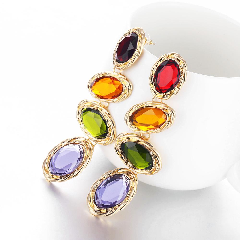 

Lost Lady модные красочные длинные висячие серьги со стразами и бисером для женщин, большие массивные серьги для свадебной вечеринки, оптовая продажа