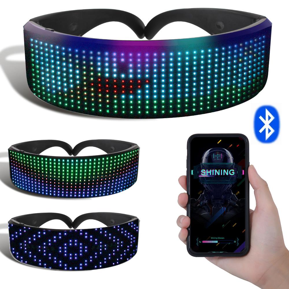 

Bluetooth светодиодные светящиеся очки реквизит для вечеринки, бара, фестиваля, выступления, сделай сам, блестящие электронные футуристические очки